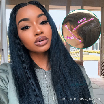 Super Good Quality Indian/Cambodia Virgin Hair Vendor Wholesale Human Hair Wigs Silk Straight 4x4 Lace Closure Wig For Women